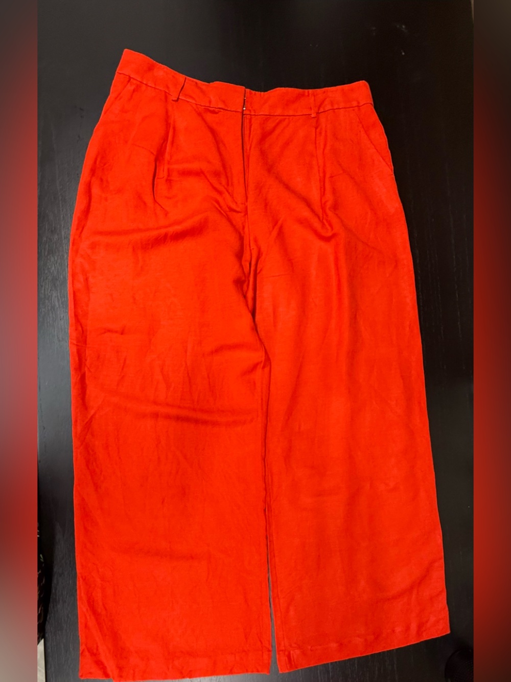 LOFT Peyton trouser in Red Wide-Leg Linen Blend Pants